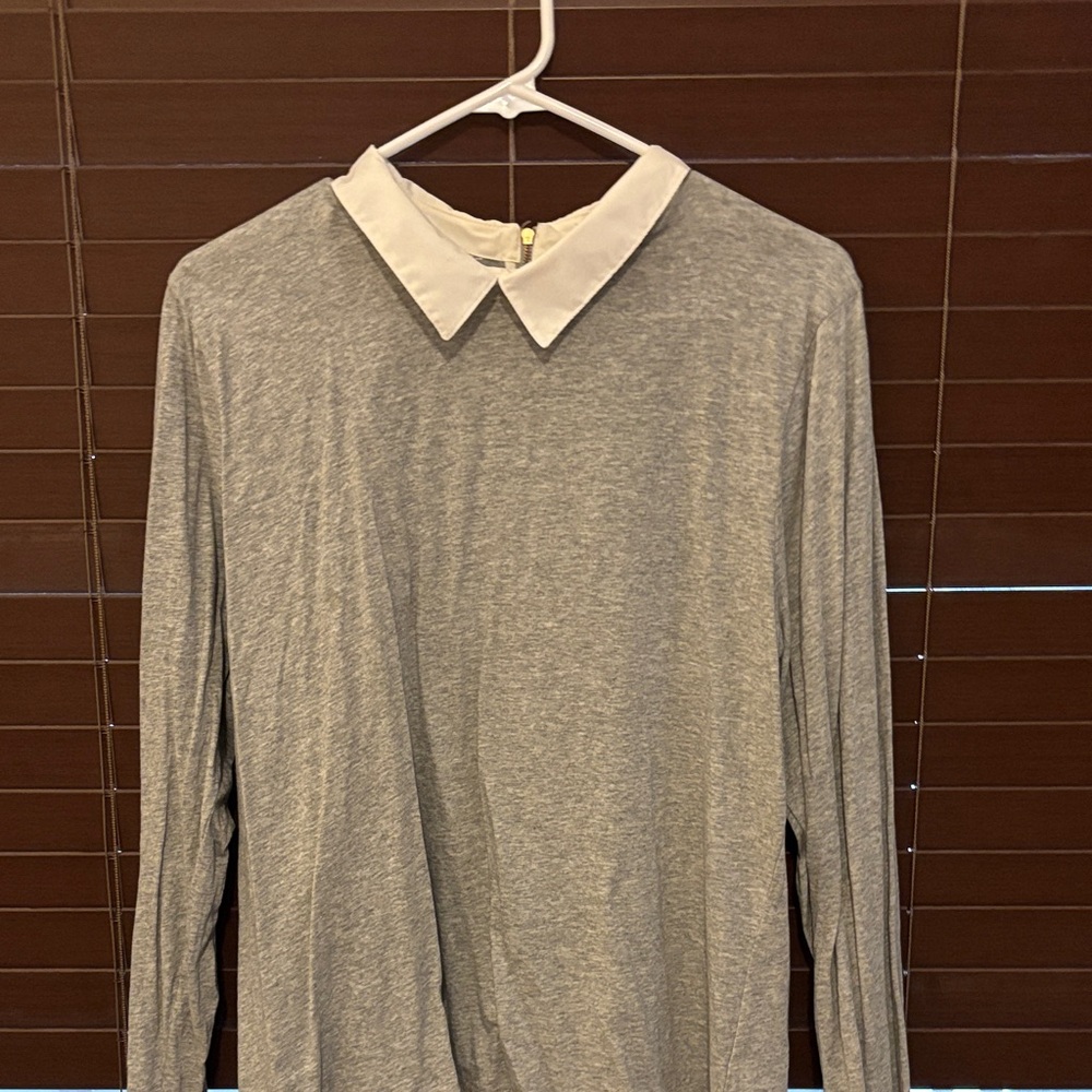 J. Crew Gray Shirt with White Collar